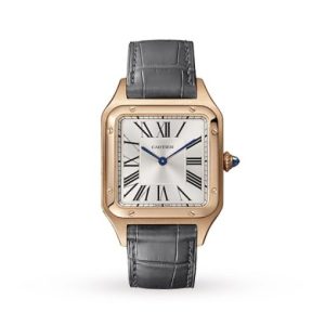 Replica Cartier Santos-Dumont Men Quartz Silver Alligator Watch WGSA0021
