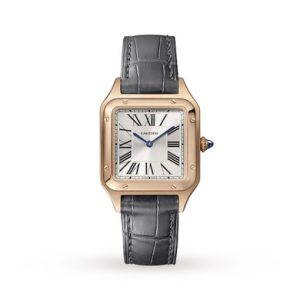 Replica Cartier Santos-Dumont Women Quartz Silver Alligator Watch WGSA0022
