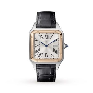 Replica Cartier Santos-Dumont Men Quartz Silver Alligator Watch W2SA0011