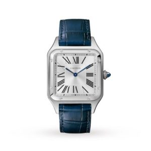 Replica Cartier Santos-Dumont Men Quartz Silver Alligator Watch WSSA0022