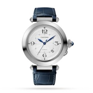Replica Cartier Pasha de Cartier Men Automatic Silver Alligator Watch WSPA0010