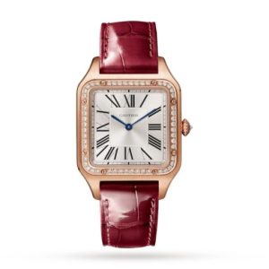 Replica Cartier Santos-Dumont Men Quartz Silver Leather Watch WJSA0016