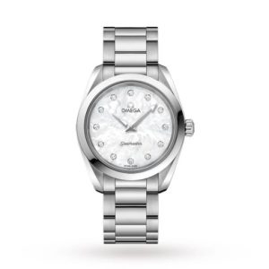 Replica Omega Seamaster Aqua Terra Women Quartz Mother of Pearl Stainless Steel Watch O22010286055001
