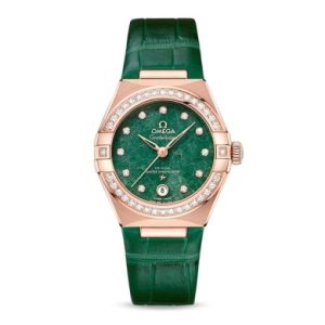 Replica Omega Constellation Women Automatic Green Leather Watch O13158292099004