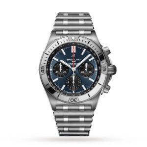 Replica Breitling Chronomat Men Automatic Blue Stainless Steel Watch AB0134101C1A1