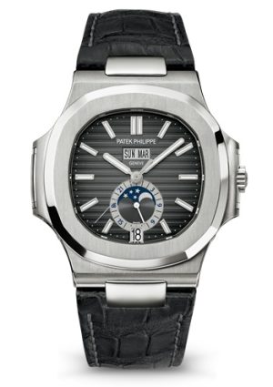 Replica Patek Philippe Nautilus Black Strap Stainless Steel Watch 5726A-001